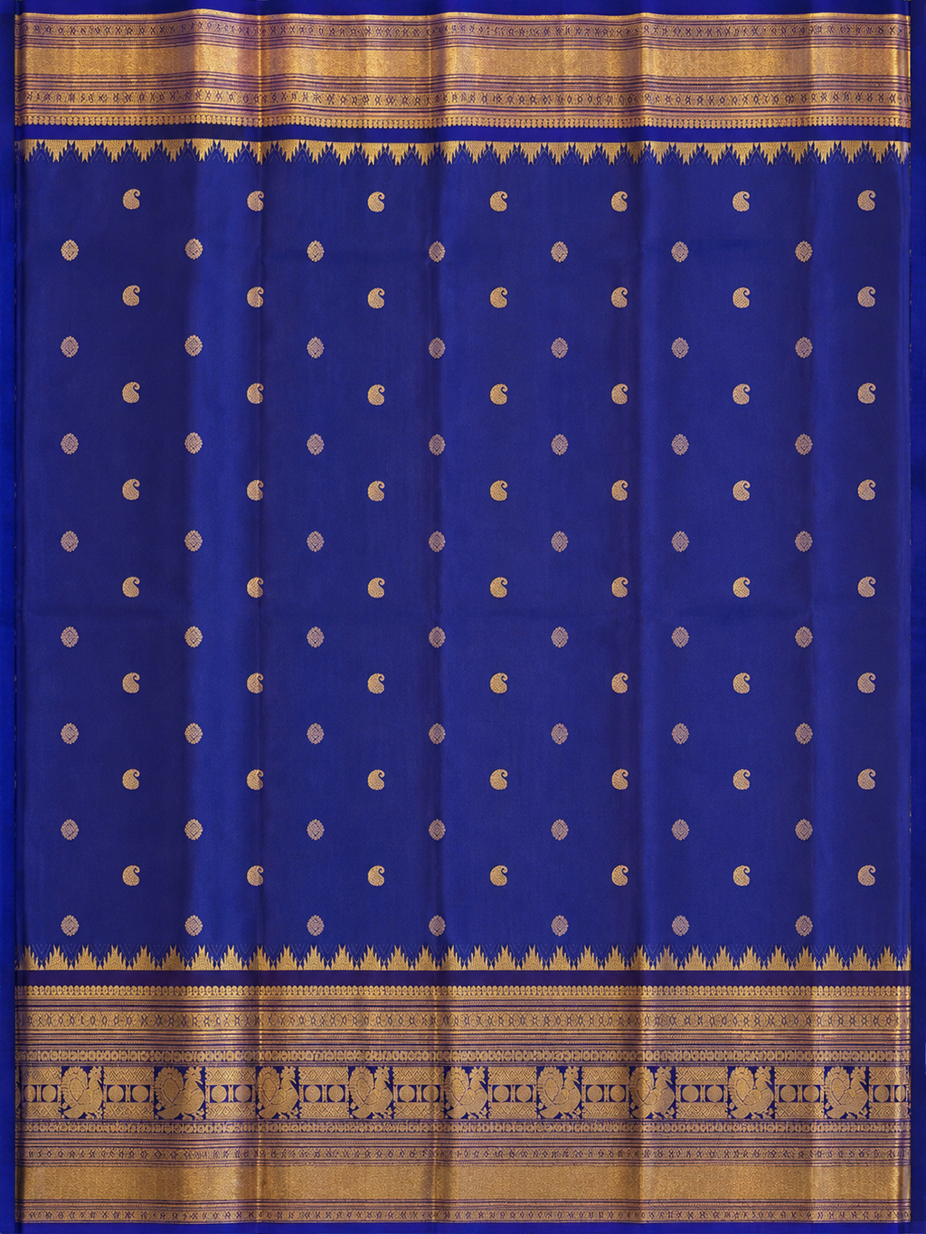Kanchi Varisaipet Long Border Majesty- Deep Navy Blue