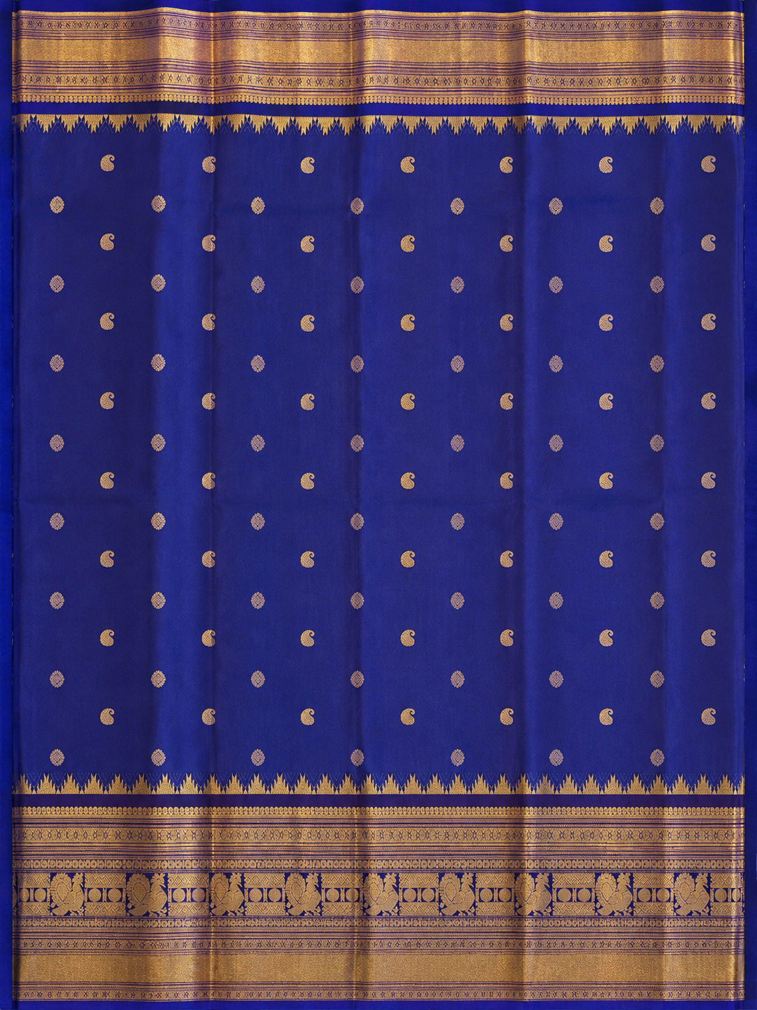 Kanchi Varisaipet Long Border Majesty- Deep Navy Blue