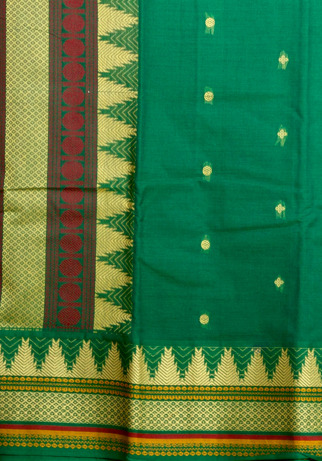Handloom Chettinad Pure Cotton Saree with Thazhampoo Border