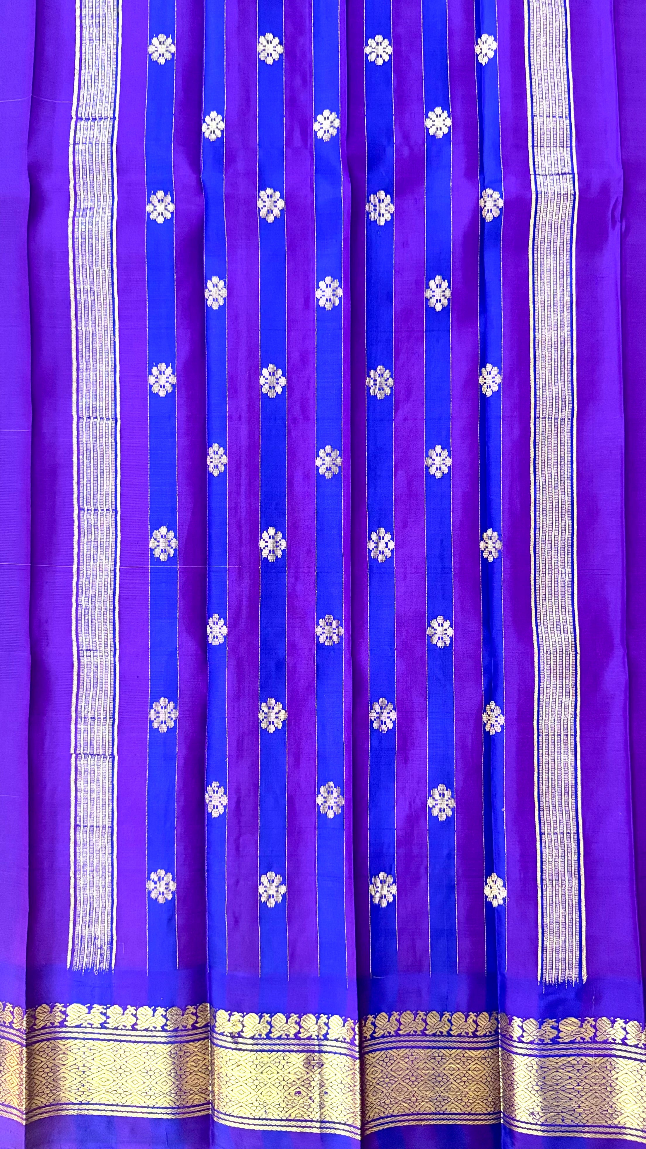 Pure Handloom Thirubhuvanam Silk Saree | Korvai | One Side Border with தாழம்பூ