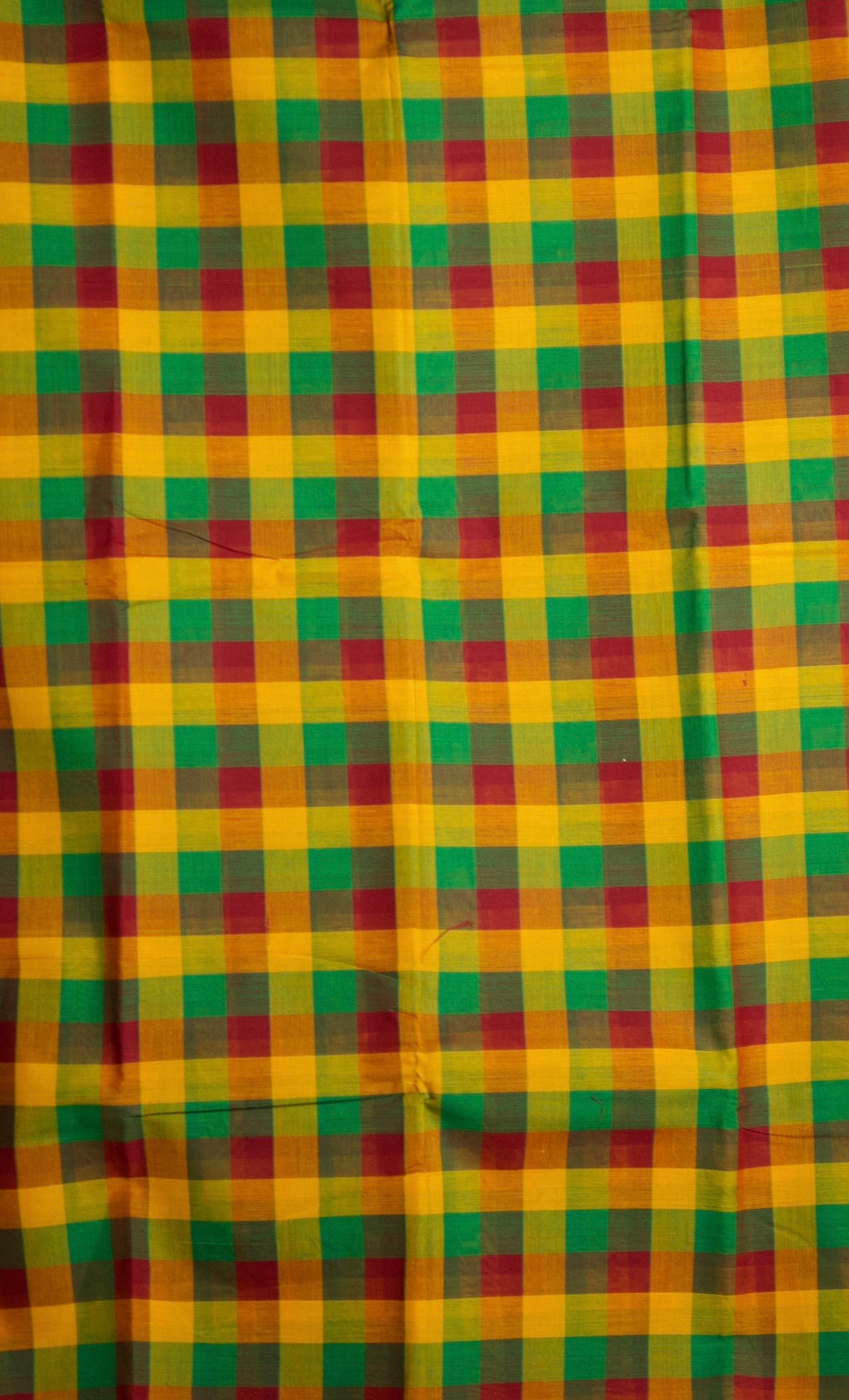 Madras Checks – Red with Green Pure Cotton Saree