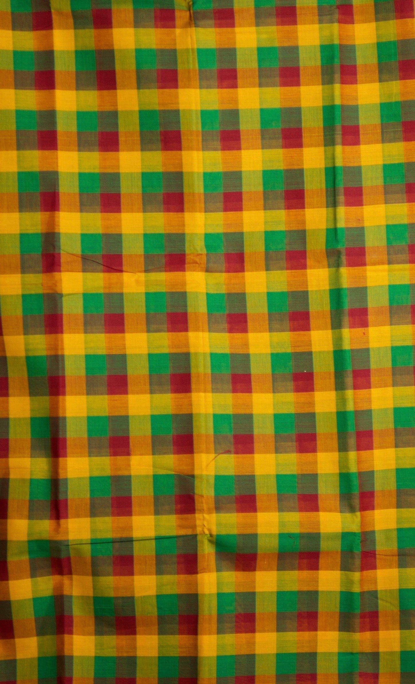 Madras Checks – Red with Green Pure Cotton Saree