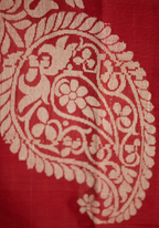 Pure Chettinad Handloom Cotton Saree – Stripped Red Body with purple 2inch Border
