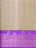 Luxury Silk Blend Kanchipuram Pattu |Grey Striped Body | Lavender Zari Border