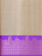 Luxury Silk Blend Kanchipuram Pattu |Grey Striped Body | Lavender Zari Border