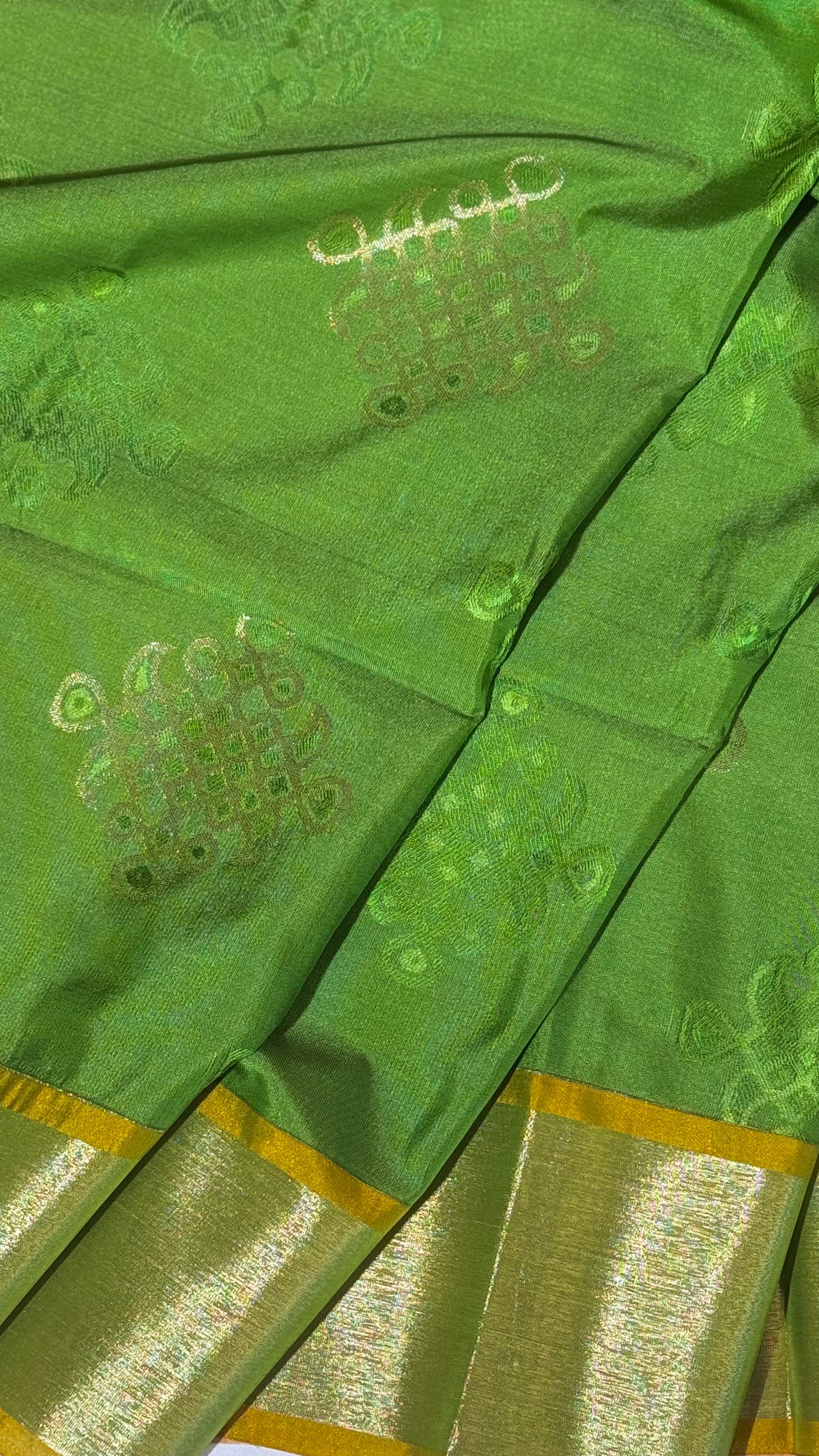 Soft Silk Saree with Vintage Kolam Motifs