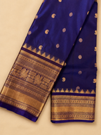 Kanchi Varisaipet Long Border Majesty- Deep Navy Blue