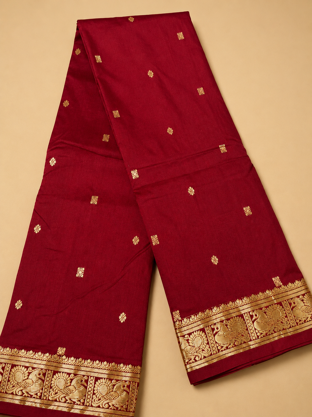 Kanchi Annam Aura – 2 Inch Border- Kumkum Red