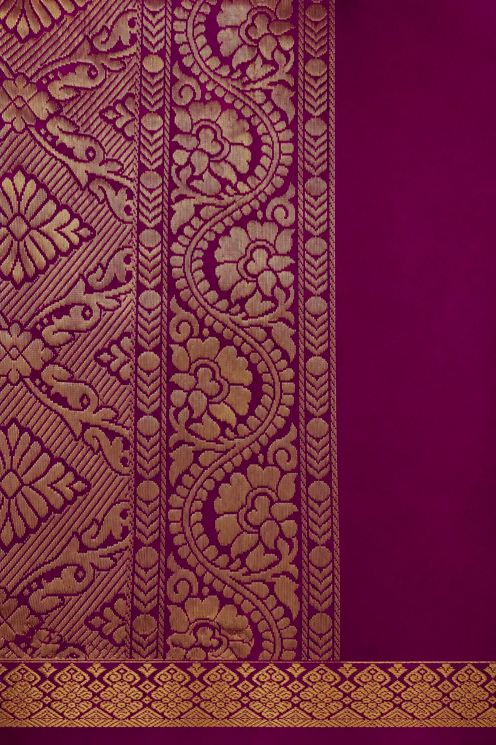 Kanchi Silk-Touch One Inch Border Saree - Magenta