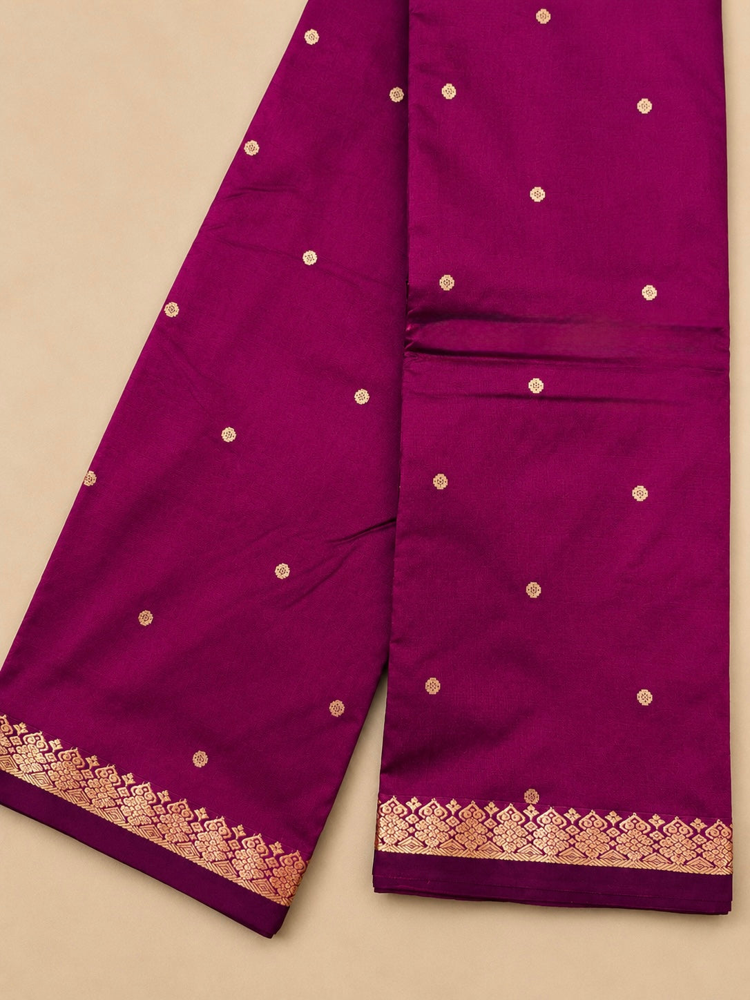 Kanchi Silk-Touch One Inch Border Saree - Magenta