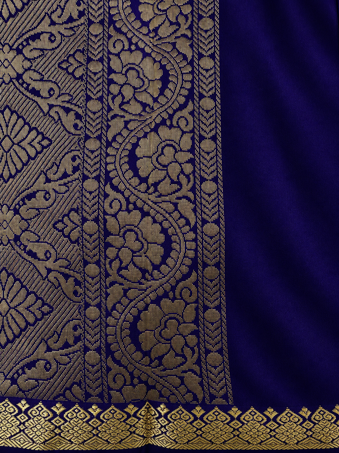 Kanchi Silk-Touch One Inch Border Saree - Deep Purple