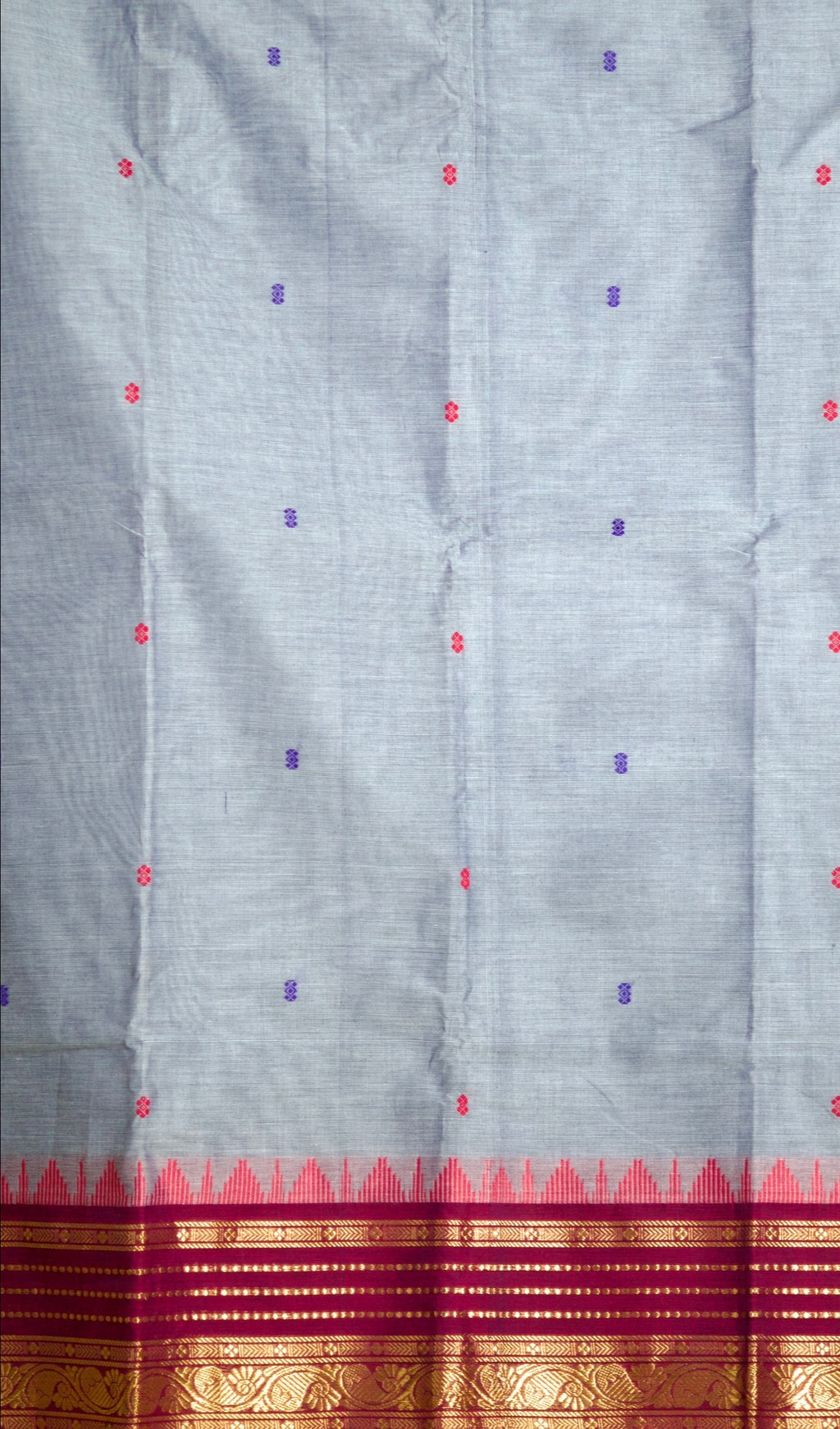 Chettinad Handloom Pure Cotton Saree with Ganga Jamuna Border