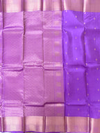 Luxury Silk Blend Kanchipuram Pattu | Lavender | Gatti Copper Border | Small Butta Body