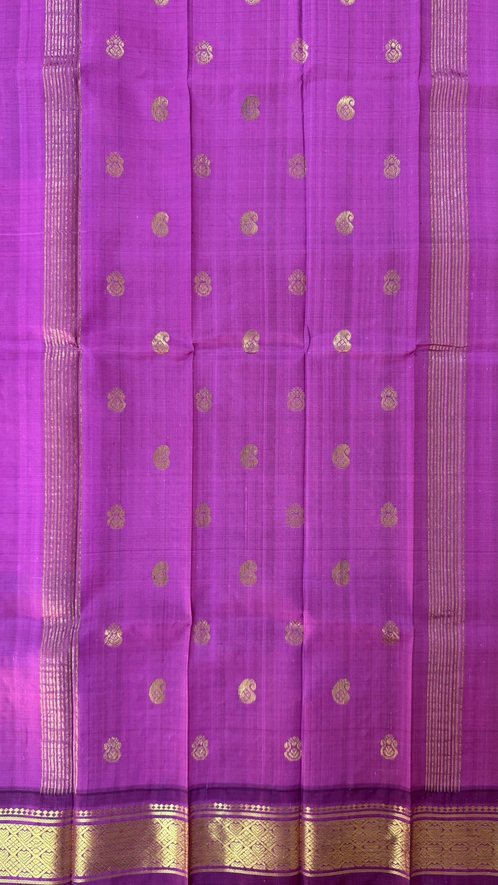 முப்பாகம் | Pure Handloom Thirubhuvanam Silk Saree | Single Side Border