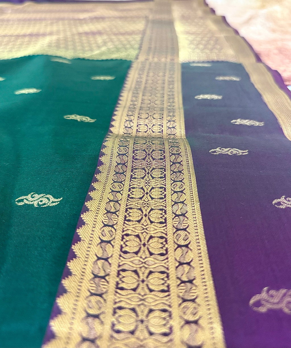 மரகதம் | Pure Handloom Silk Saree | கத்திரிப்பூ Rettaipet Border