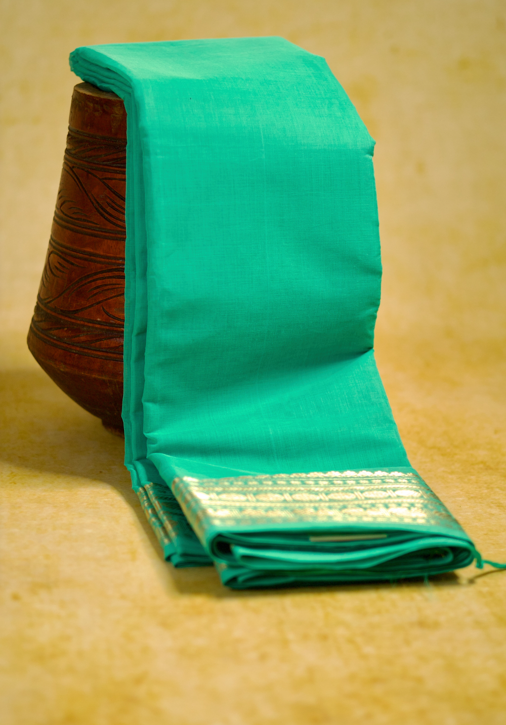 Pure Chettinad Handloom Cotton Saree – Turquoise