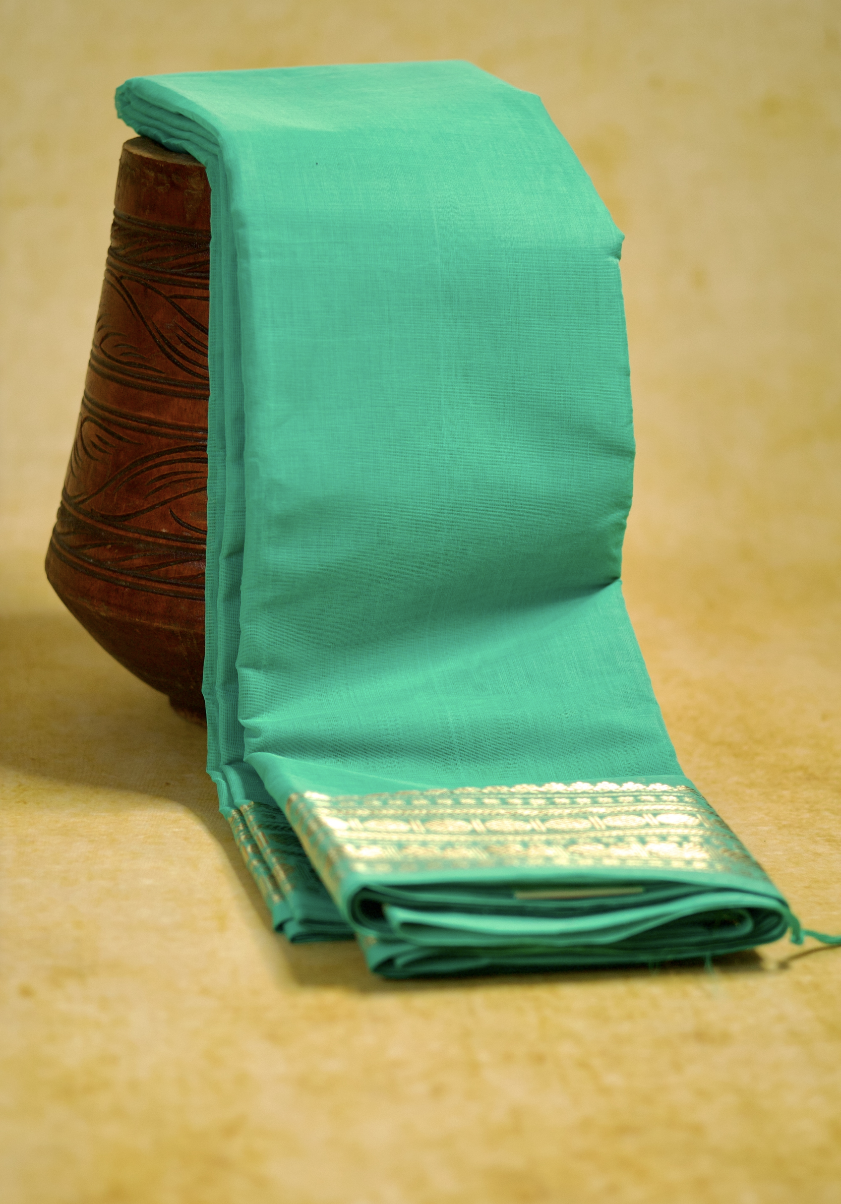 Pure Chettinad Handloom Cotton Saree – Turquoise