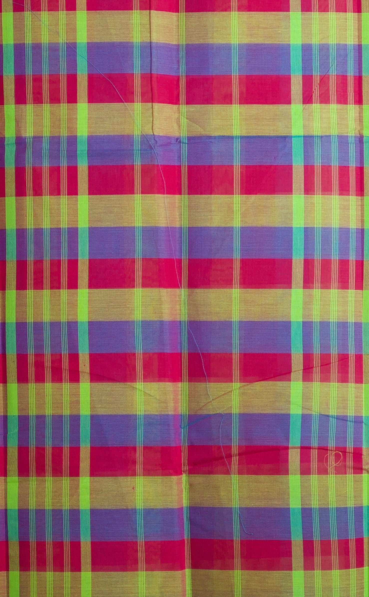 Madras Checks – Purple with Green Pure Cotton Saree