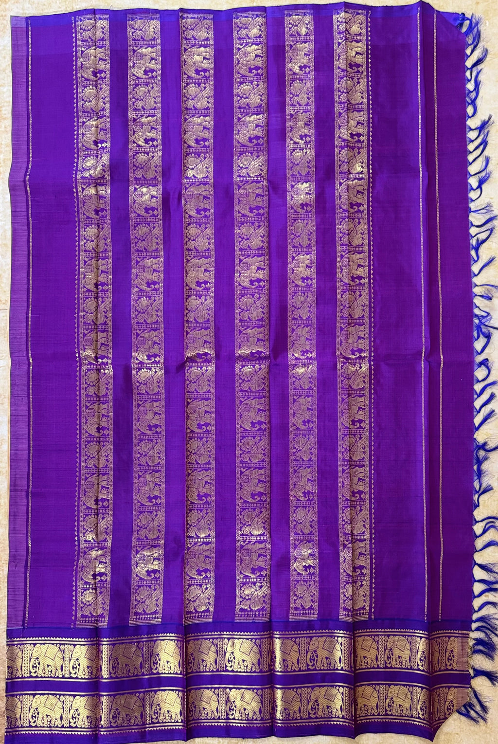 Pure Handloom Thirubhuvanam Silk Saree | Rettaipet Elephant Border | Grand வரிசைபேட் Pallu