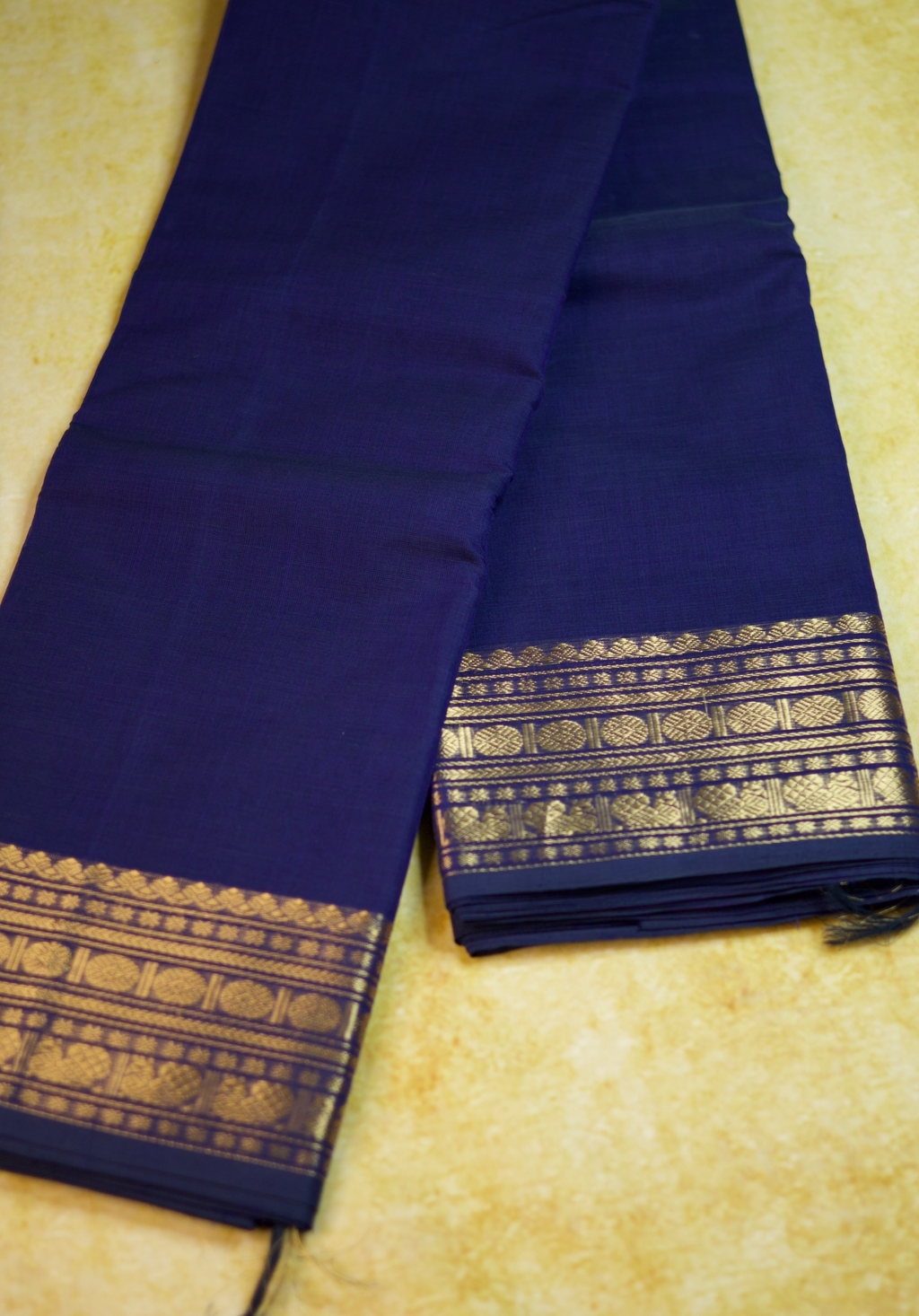Pure Chettinad Handloom Cotton Saree – Navy Blue