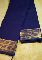 Pure Chettinad Handloom Cotton Saree – Navy Blue