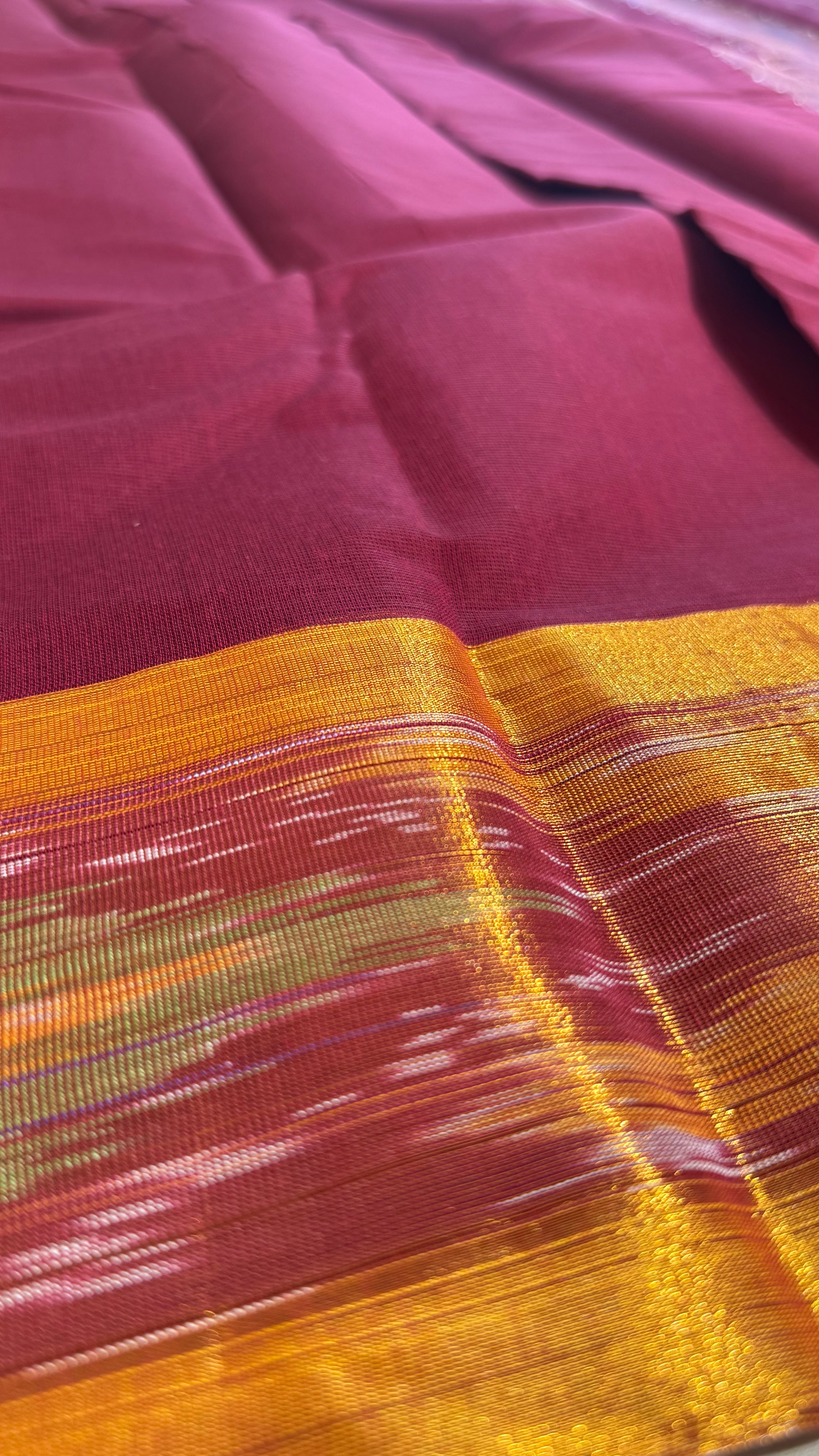 Ikkat Border Cotton Saree