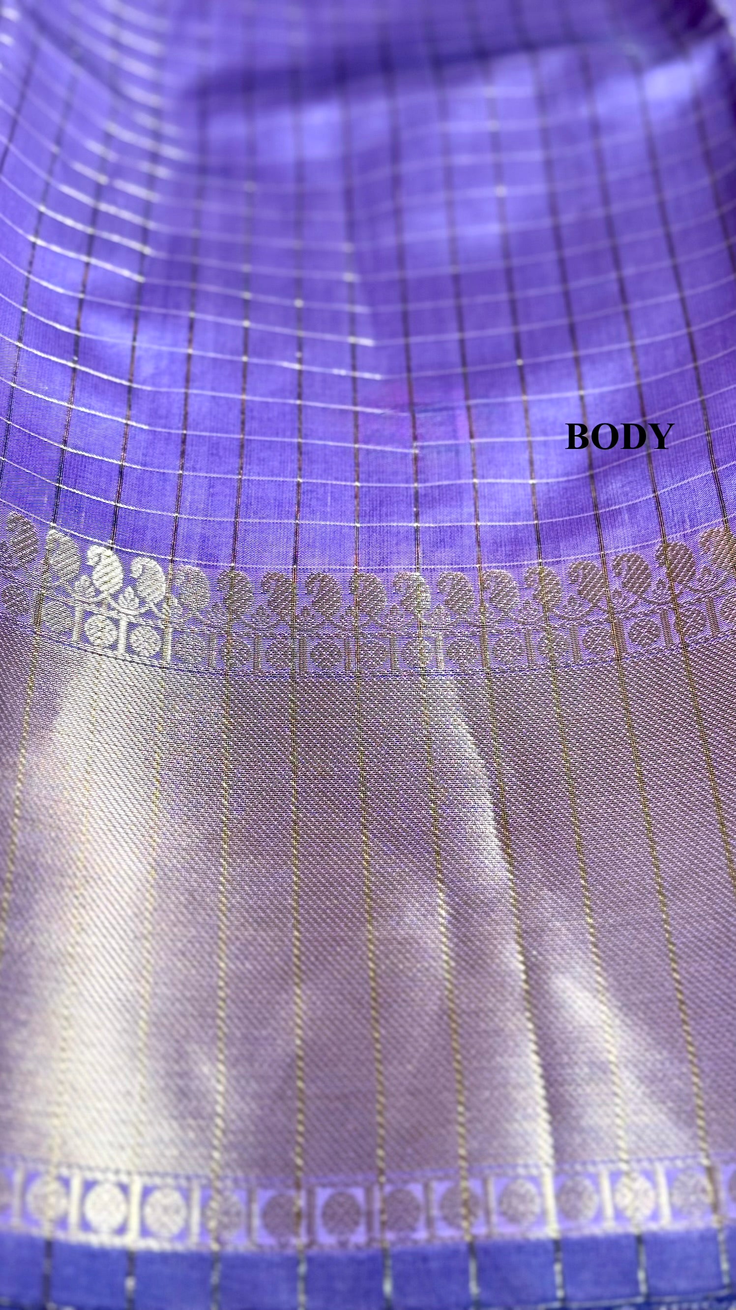 Checked Silk Saree - Lilac