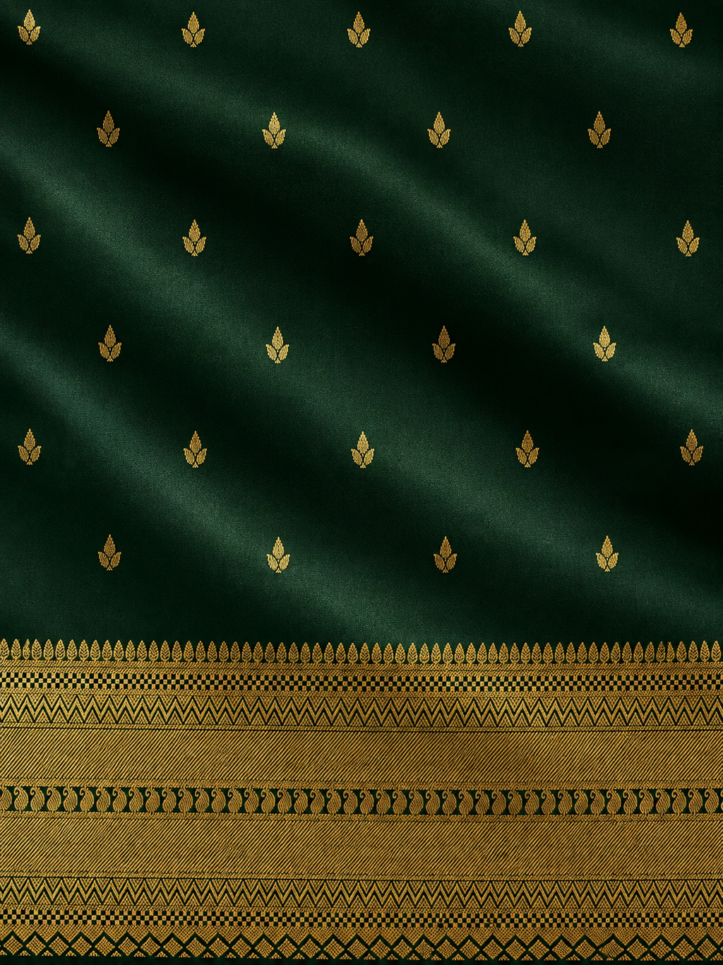 Kanchi Varisaipet Vasthram- Pure Silk Saree- Emerald Green
