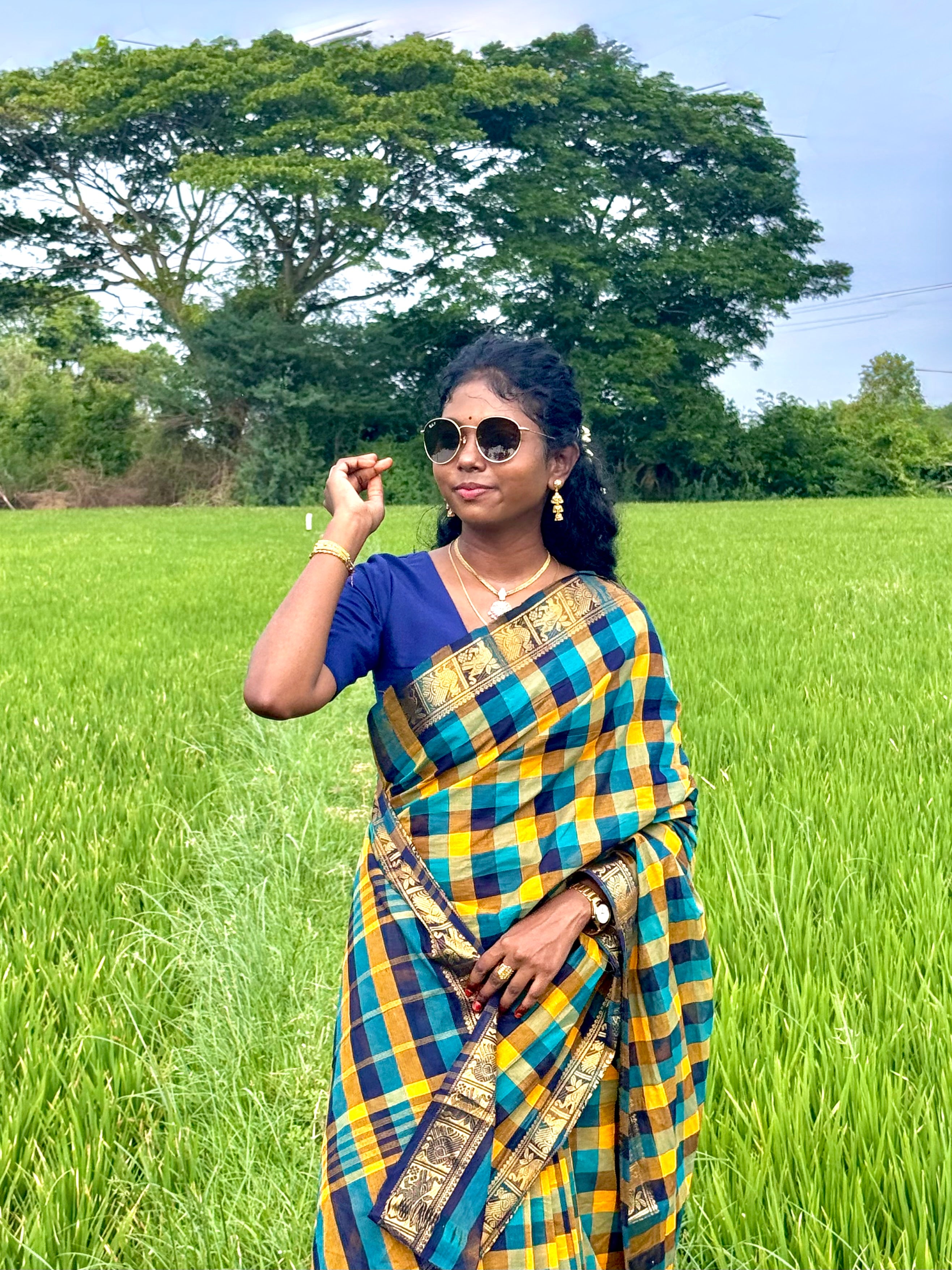 Madras Checks – Blue Pure Cotton Saree