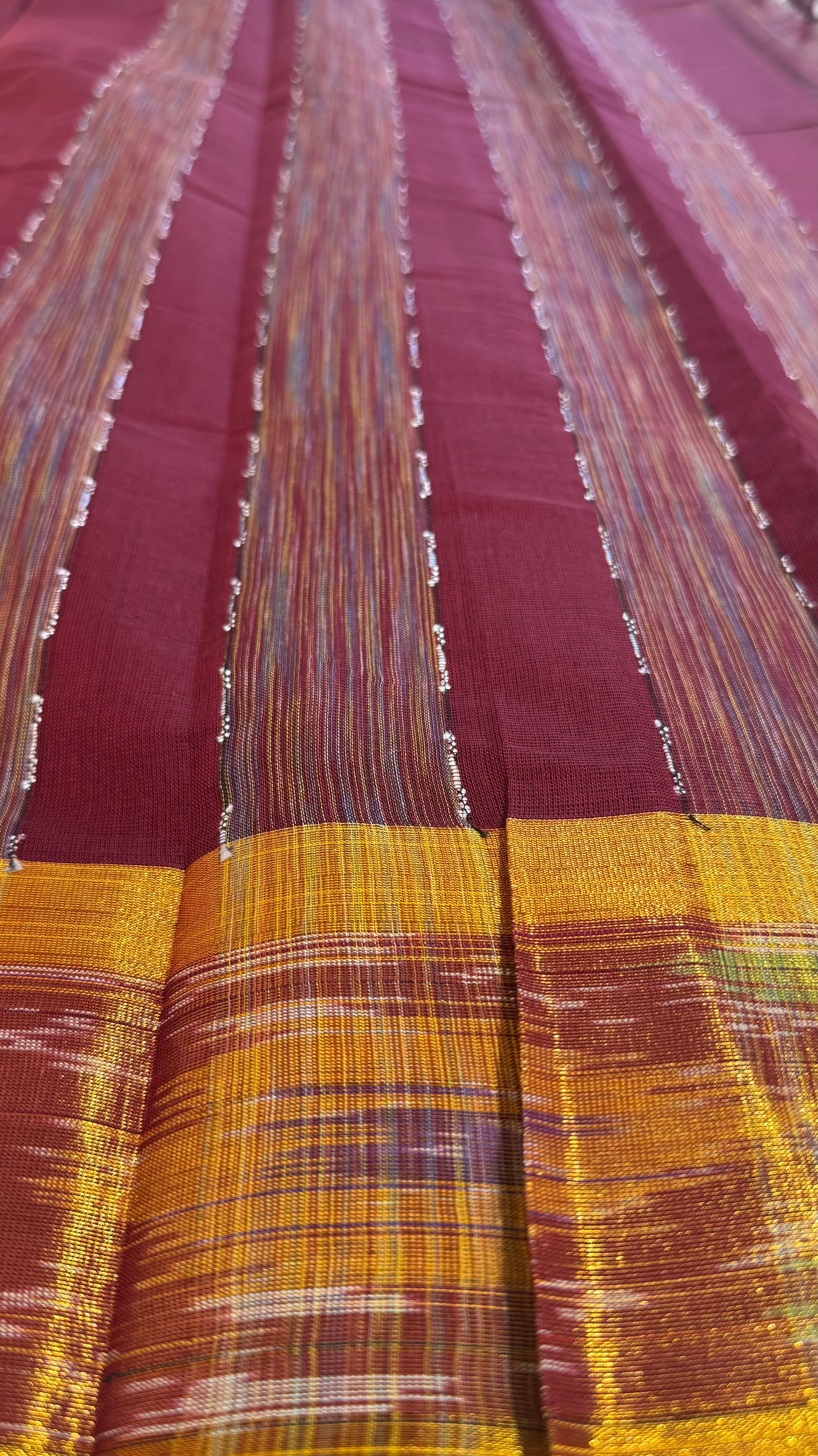 Ikkat Border Cotton Saree