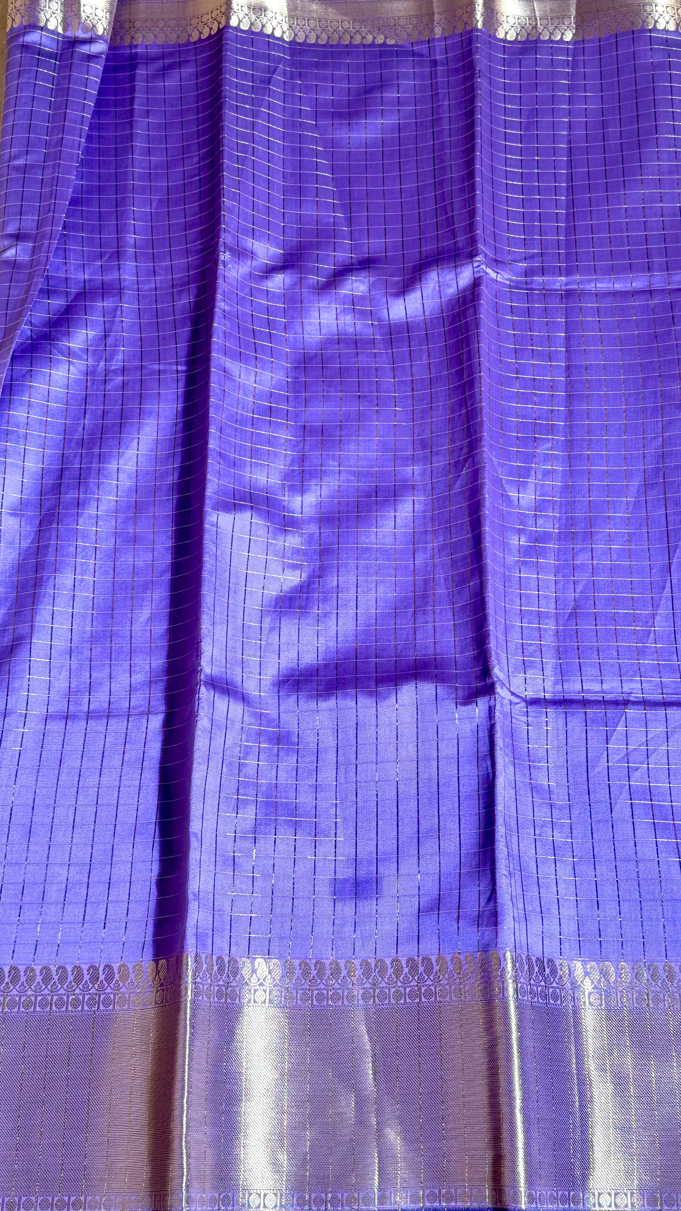 Checked Silk Saree - Lilac
