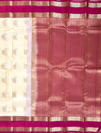 Luxury Silk Blend Kanchipuram Pattu | Rettaipet Tomato Red Border | Floral Motifs