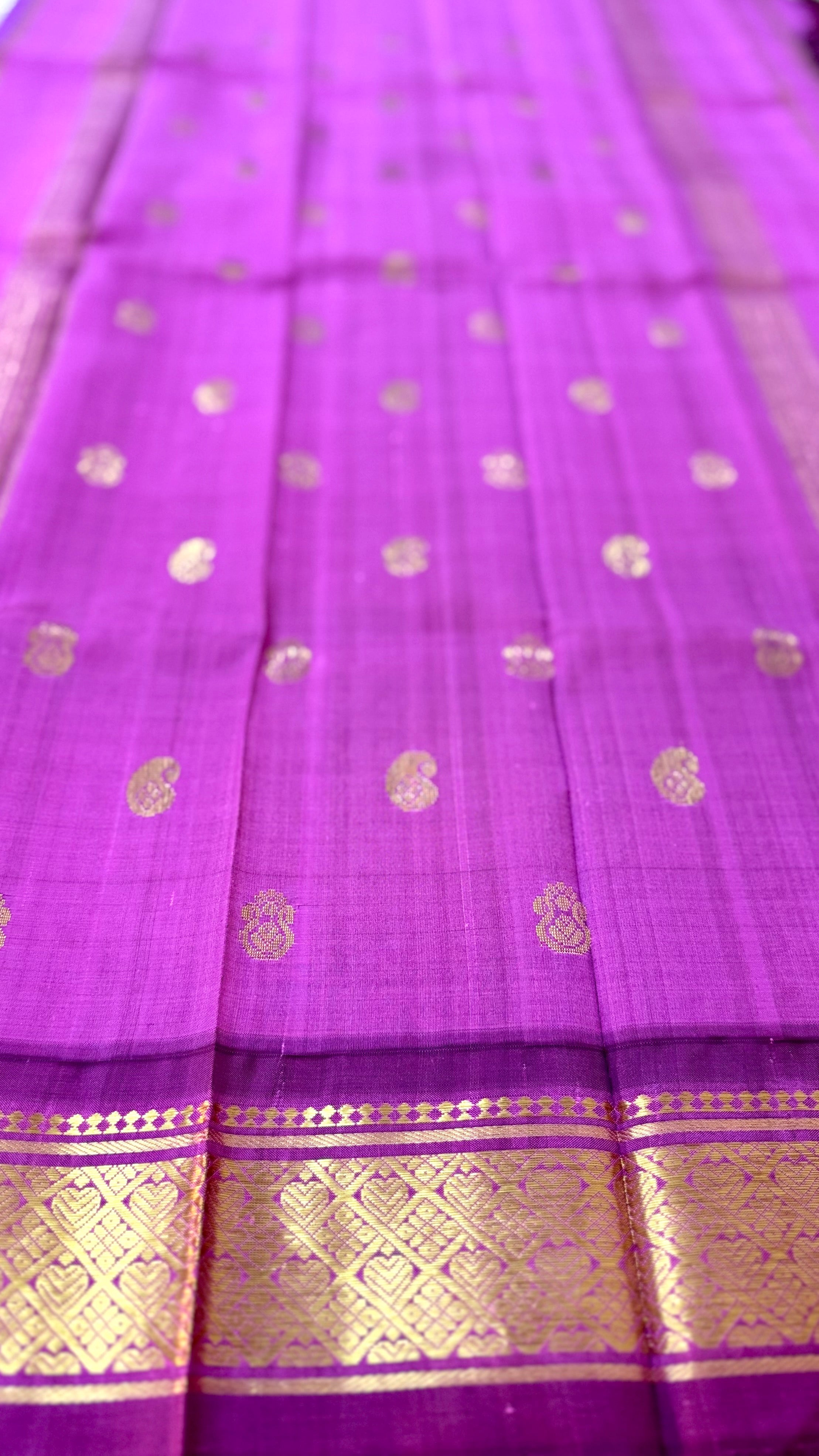 முப்பாகம் | Pure Handloom Thirubhuvanam Silk Saree | Single Side Border