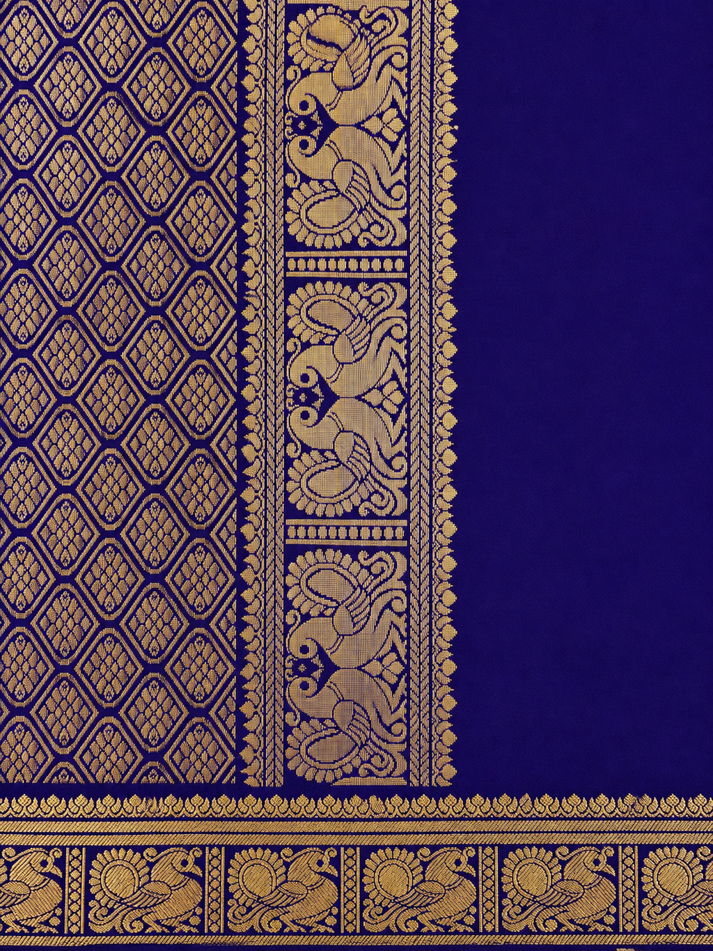 Kanchi Annam Aura – 2 Inch Border- Deep Navy