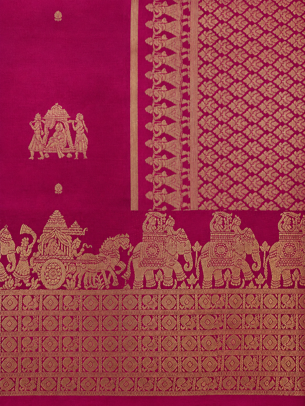 Kalyana Urvalam – Pure Silk Saree – Pallaku Motifs – Deep Pink