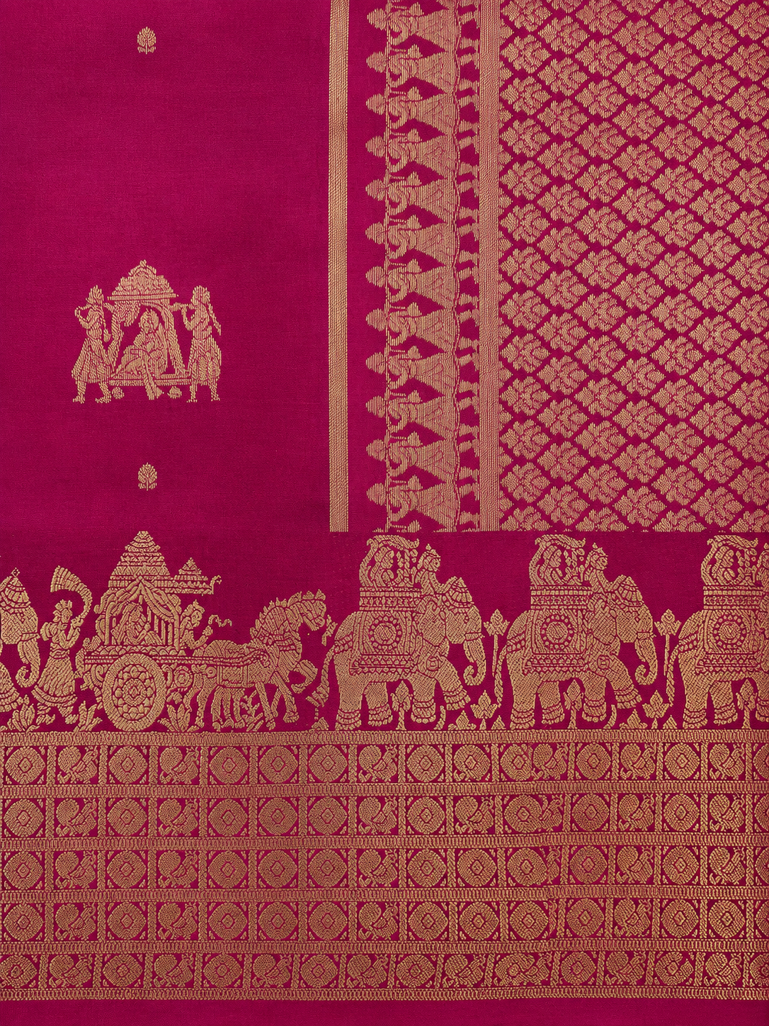 Kalyana Urvalam – Pure Silk Saree – Pallaku Motifs – Deep Pink