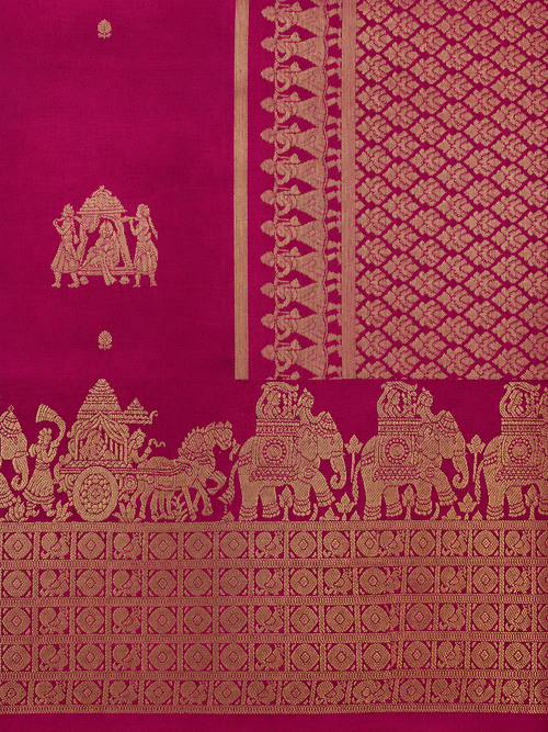 Kalyana Urvalam – Pure Silk Saree – Pallaku Motifs – Deep Pink