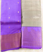 Luxury Silk Blend Kanchipuram Pattu | Lavender | Gatti Copper Border | Small Butta Body