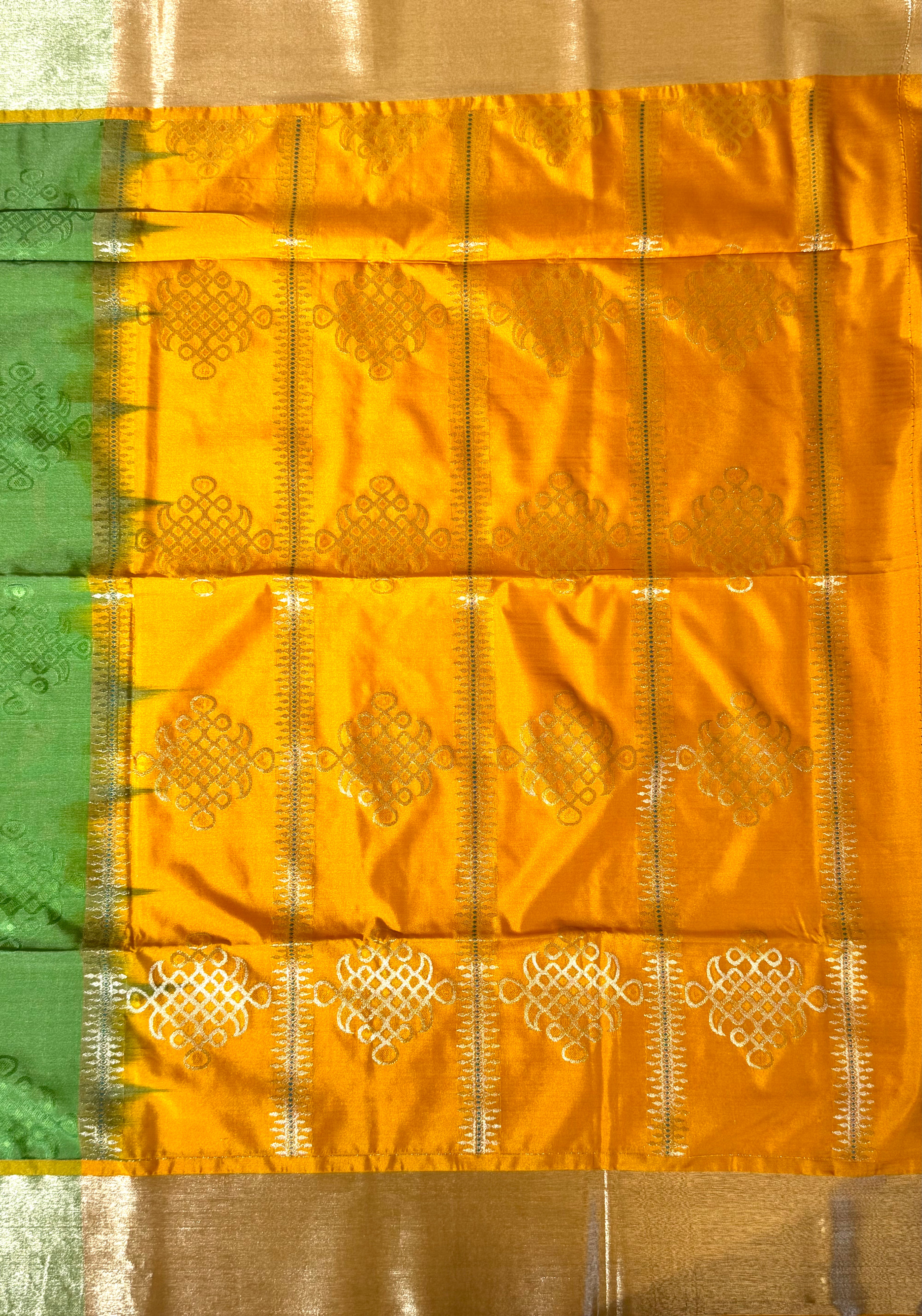 Soft Silk Saree with Vintage Kolam Motifs
