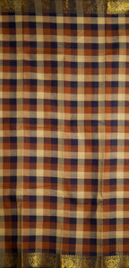 Madras Checks – Navy Blue with Beige Pure Cotton Saree