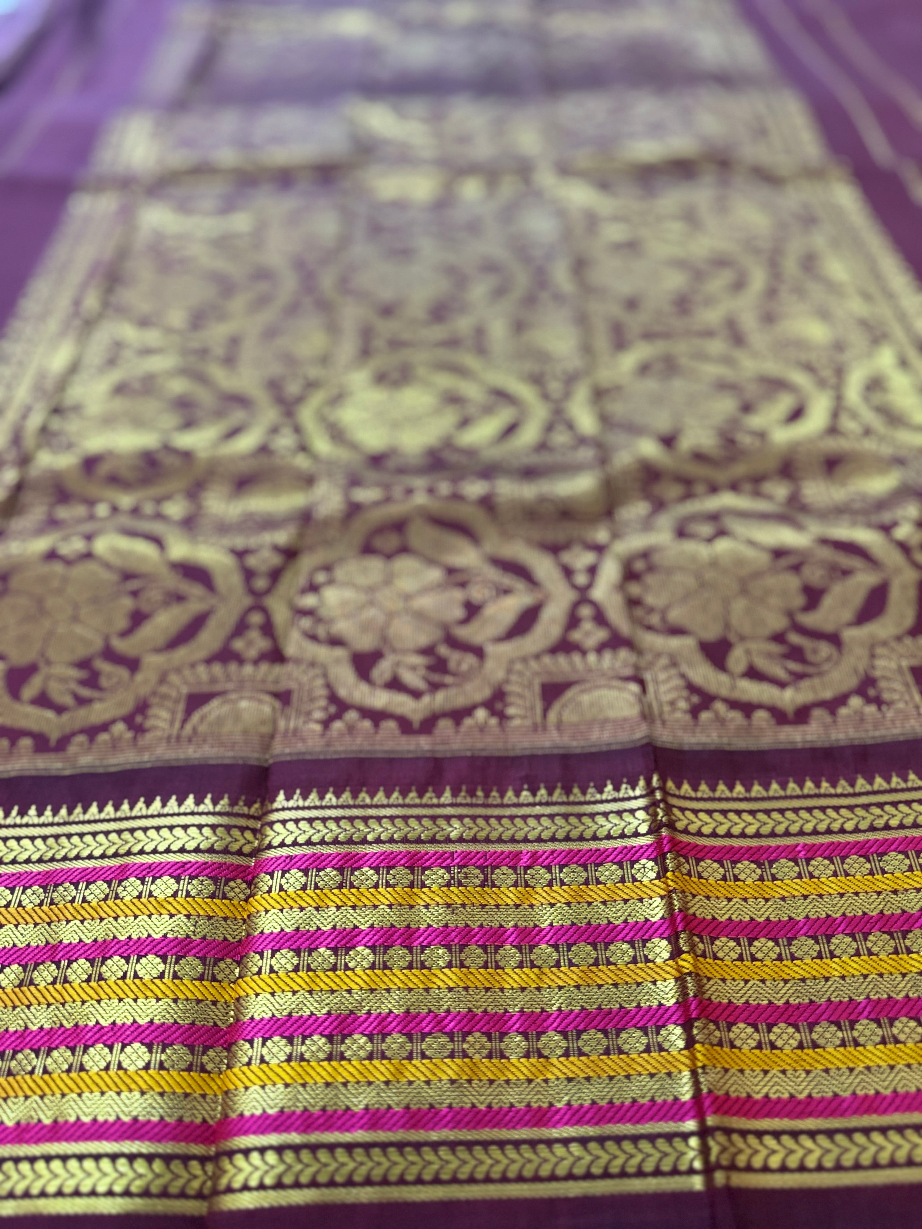 Pure Handloom Thirubhuvanam Silk Saree | வரிசைபேட் Border | அன்னம் Motifs | Grand Pallu