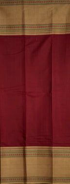 Pure Handloom Chettinad Cotton Saree | Maroon Body | Rettaipet Border with Thread Work | Striped Pallu