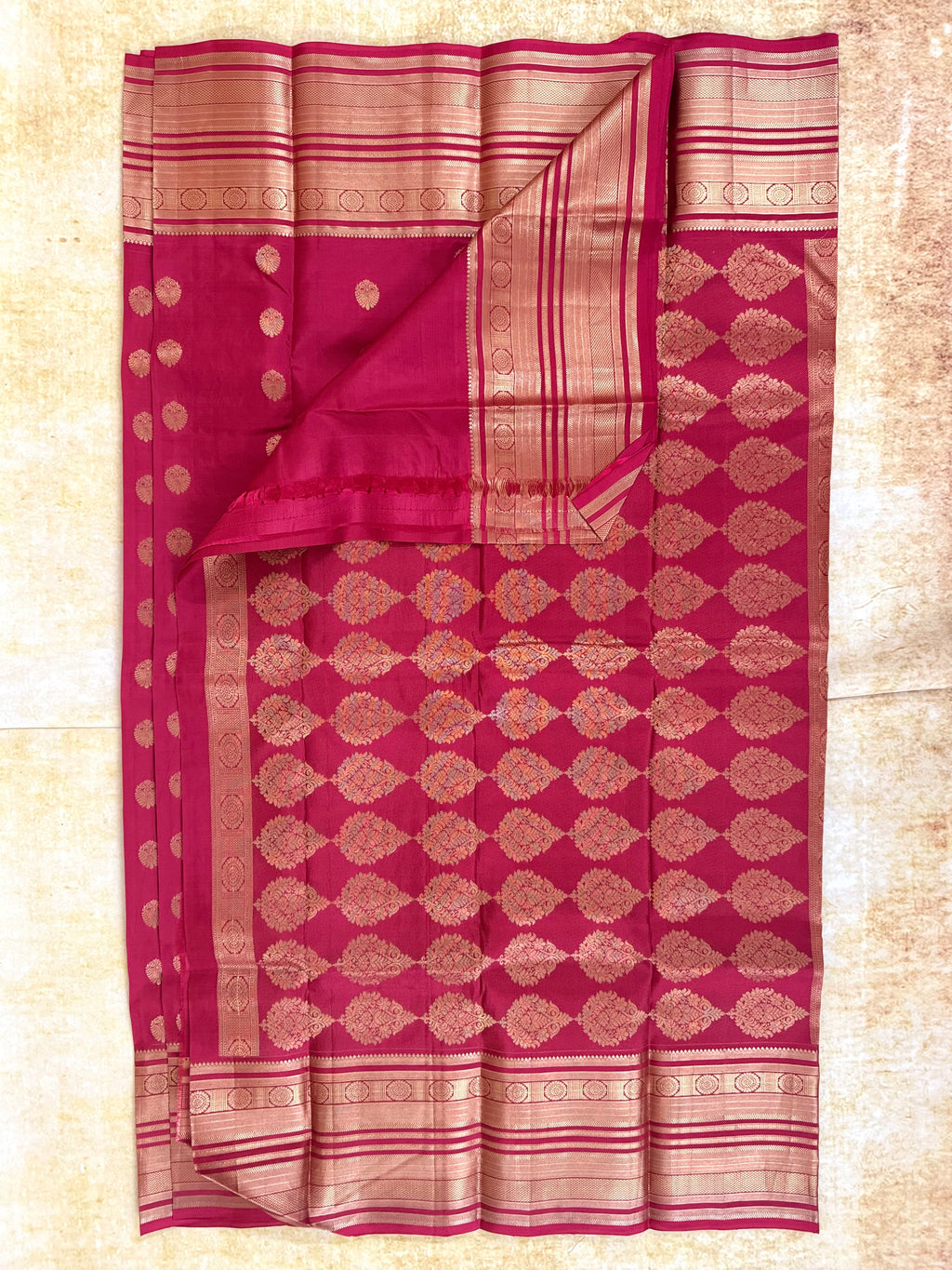 Luxury Silk Blend Kanchipuram Pattu | Bridal Red | Grand Pallu