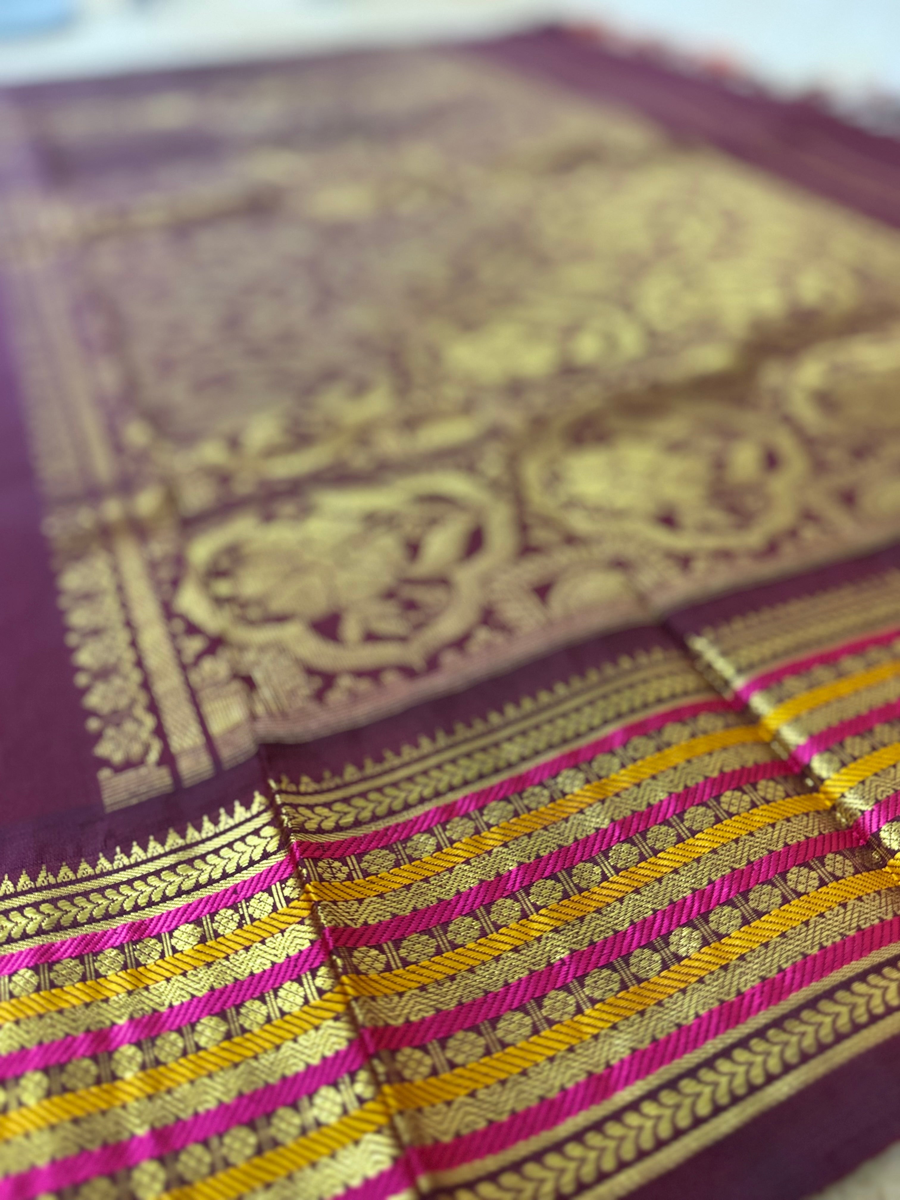 Pure Handloom Thirubhuvanam Silk Saree | வரிசைபேட் Border | அன்னம் Motifs | Grand Pallu