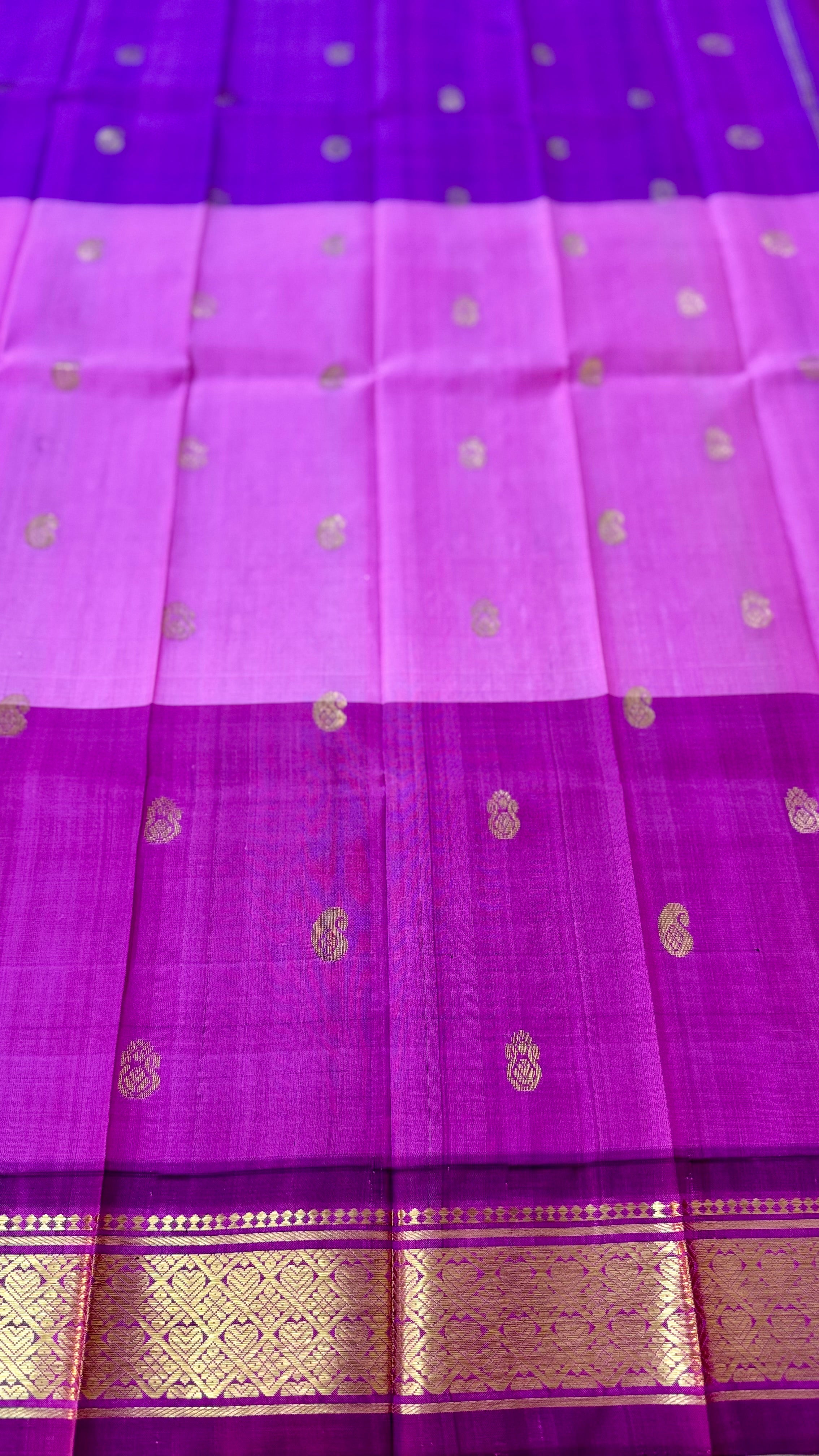 முப்பாகம் | Pure Handloom Thirubhuvanam Silk Saree | Single Side Border