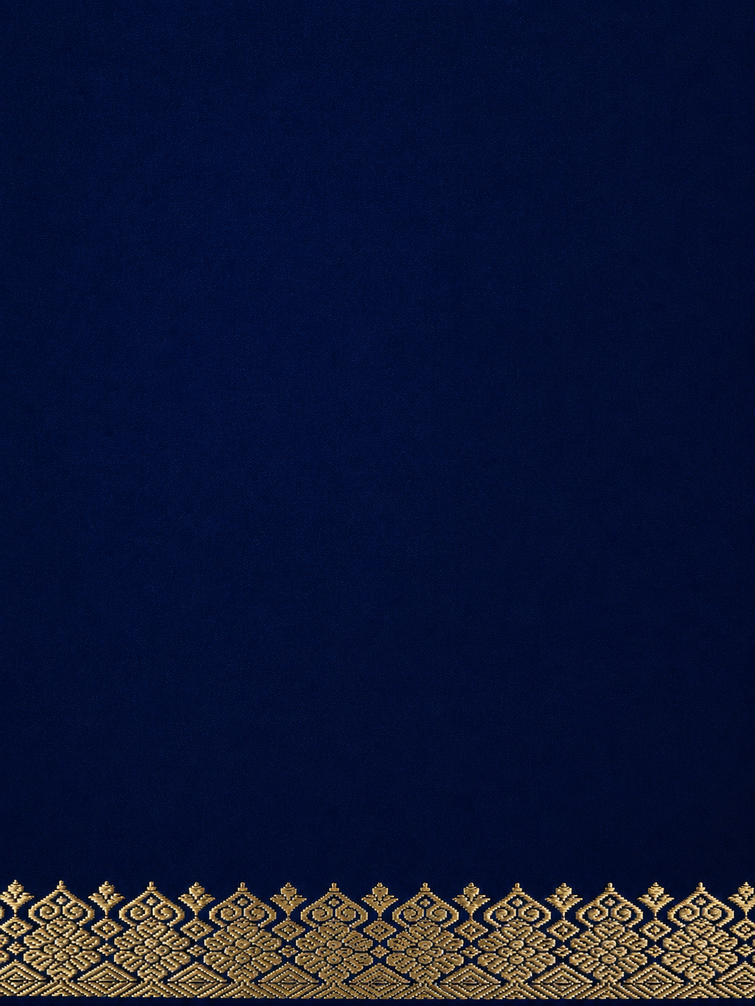 Kanchi Silk-Touch One Inch Border Saree- Deep Navy Blue