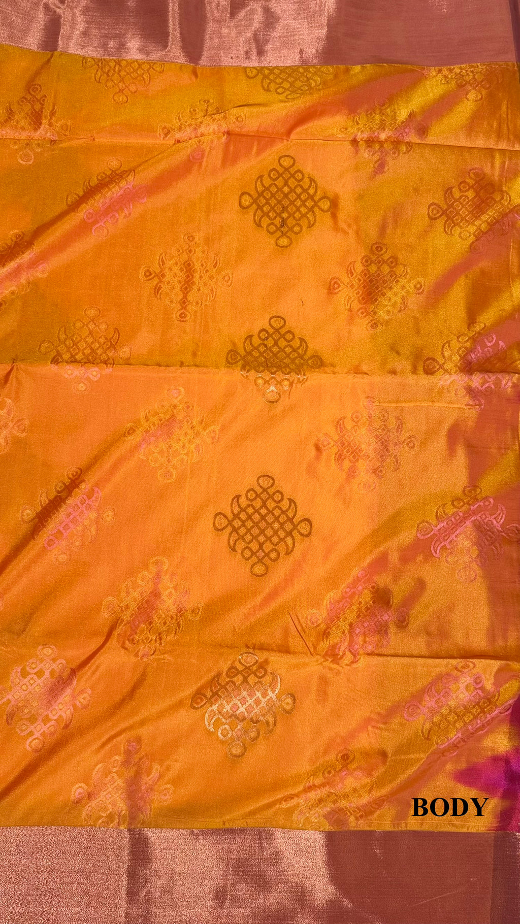 Soft Silk Saree with Vintage Kolam Motifs