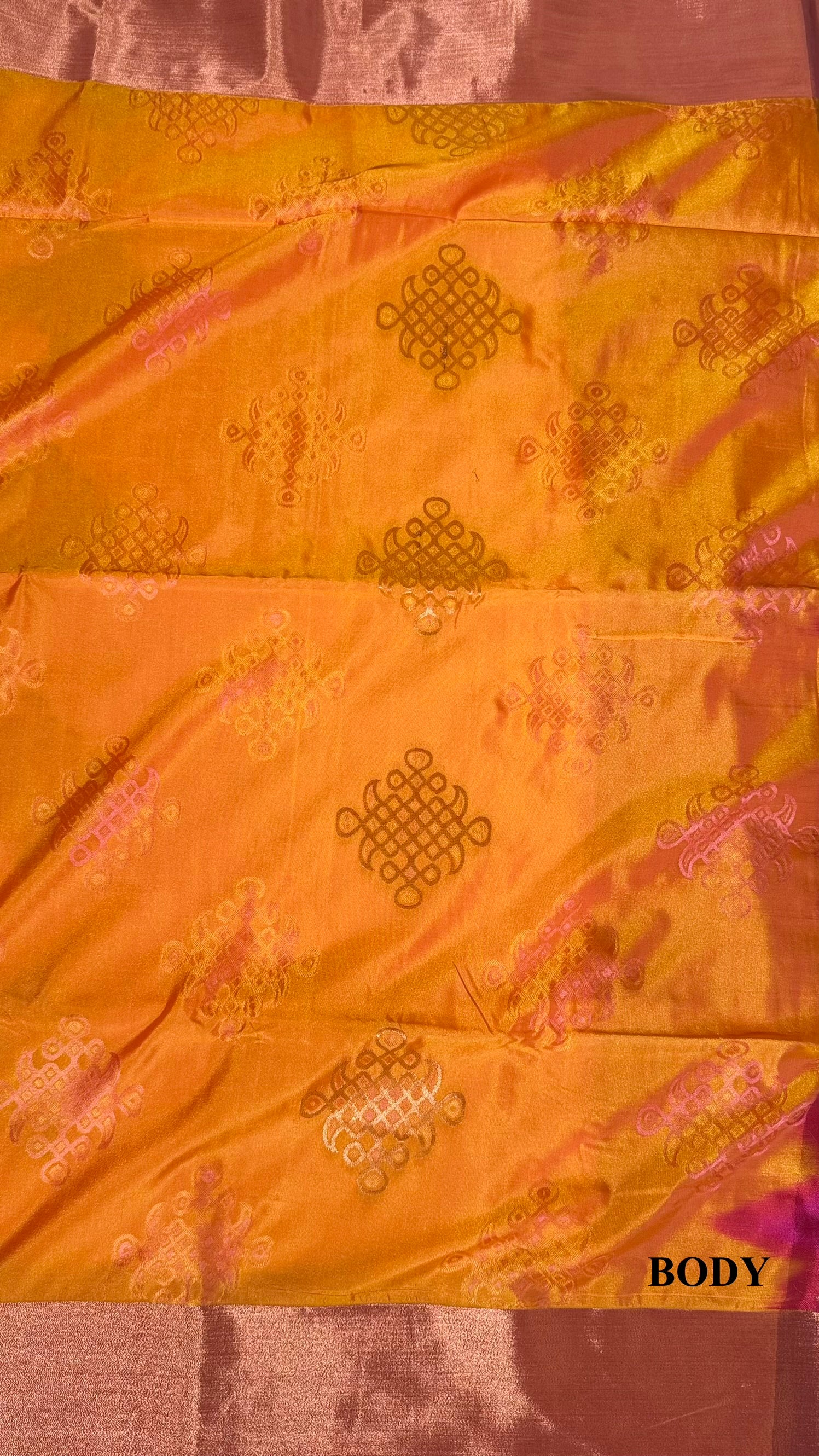 Soft Silk Saree with Vintage Kolam Motifs