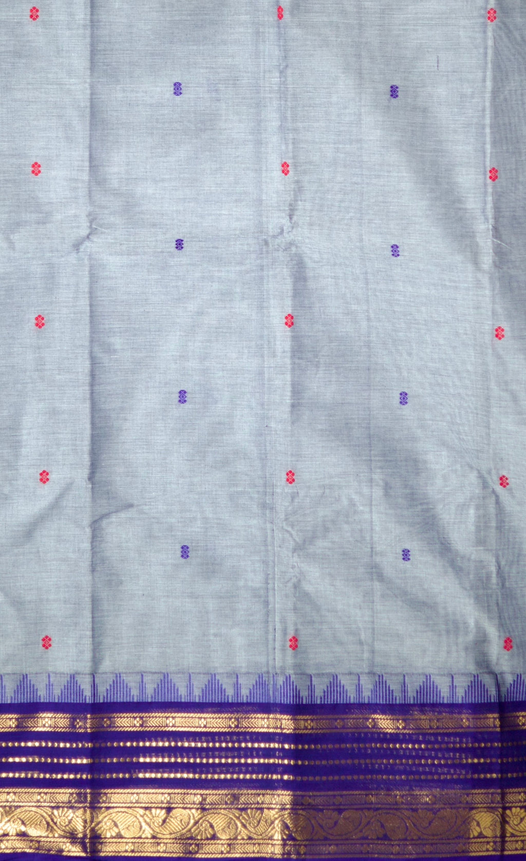 Chettinad Handloom Pure Cotton Saree with Ganga Jamuna Border