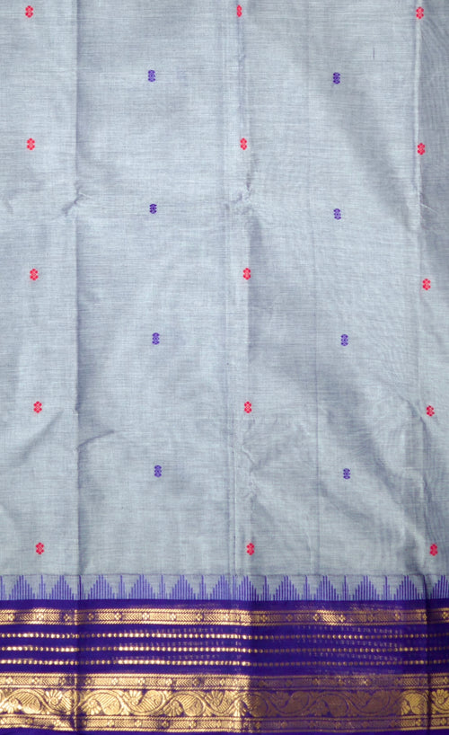 Chettinad Handloom Pure Cotton Saree with Ganga Jamuna Border